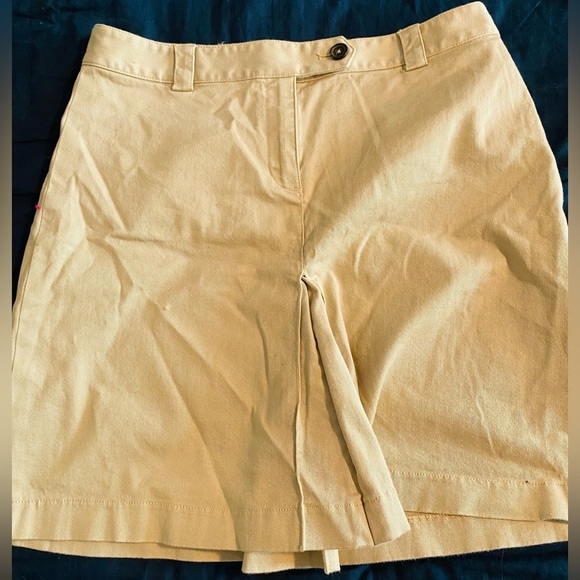 Brooks Brothers Khaki Skirt with Front Pleat and Button Tie Back Businesswear - Picture 2 of 6